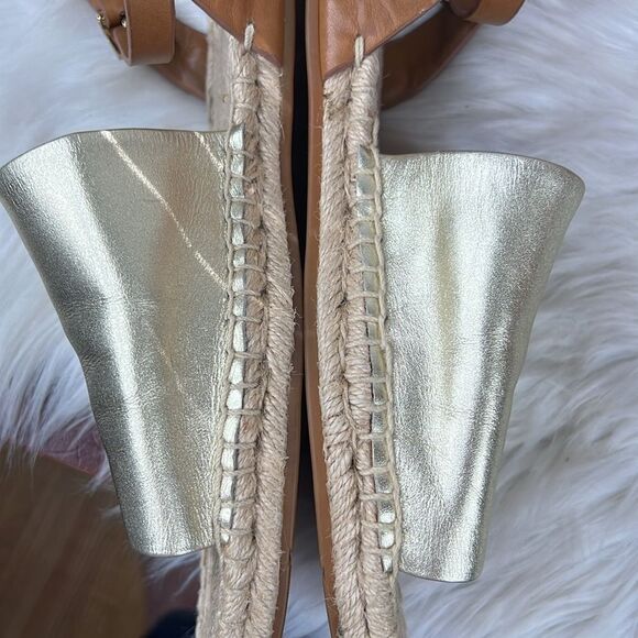 Tory Burch Gold Landon Espadrille Ankle Wrap Open Toe Sandals size 10.5 - Picture 12 of 12